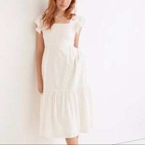 NWT Madewell ruffle sleeve tie midi dress
